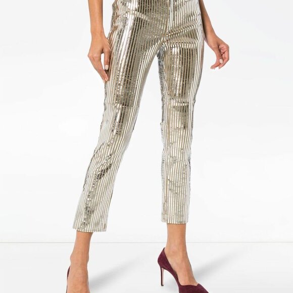 Isabel Marant Silver Leather Novida Pants FR34 US2 - Picture 2 of 5